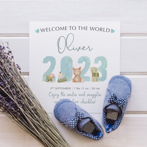 Carte personnalisée pour nouveau bébé garçon, Bienvenue dans le monde, Félicitations pour nouveau bébé, Carte pour nouveaux parents, Cadeau pour nouveau bébé, Petit-fils