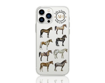 Personalised Horses Flexi Phone Case for iPhone and Samsung Galaxy - High Quality Flexible Case with Horse Design - Transparent Phone Cover