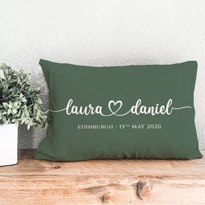 Couples Names on Padded Cushion, Personalised High quality Lumbar Pillow, Gift for Couples, Valentine&#39;s Day / Anniversary /Wedding Gift