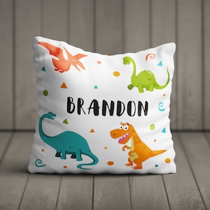 Personalised dinosaur padded cushion with child name - Kids Cushion, Bedroom Pillow - High quality filled cushion - Dino T-Rex Bedroom Decor