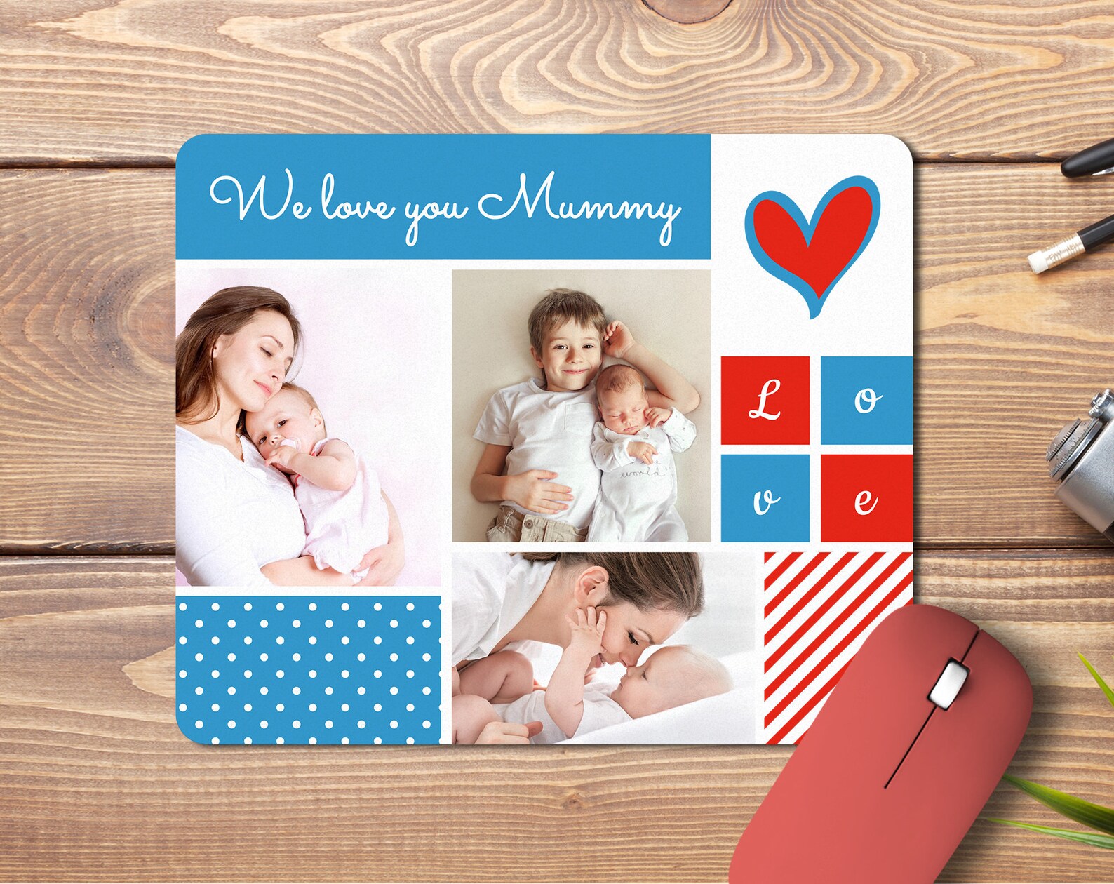 Personalised Photo Collage Mousepad Mouse Mat Personalized Etsy