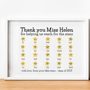 Personalised Thank You Teacher Gift - Personalized School Leaving Gift for Teachers - Framed Print - Owls with Student Names + Class Year