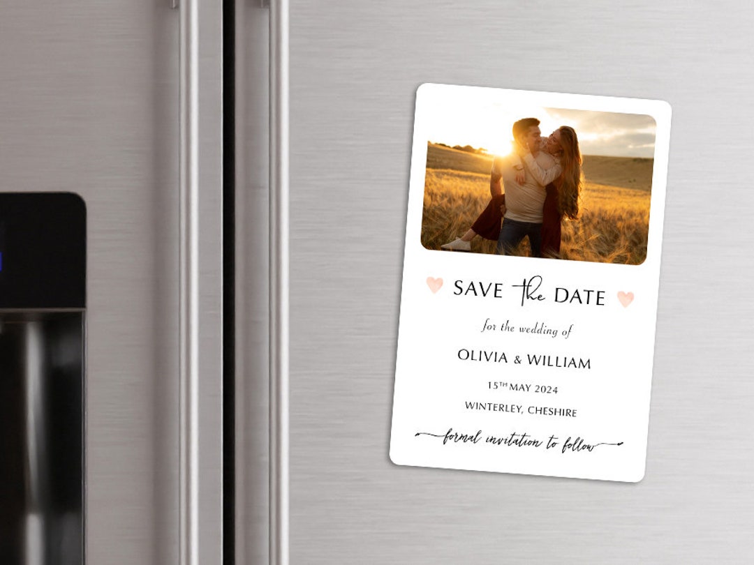 Magnet Invitations MAGNETIC Save the Date Card, 6x4 Inches Fridge Magnet Wedding ...