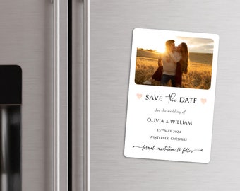 MAGNETIC Save the Date Card, 6x4 inches Fridge Magnet Wedding Invitation - Personalised Save The Date Magnet with photo