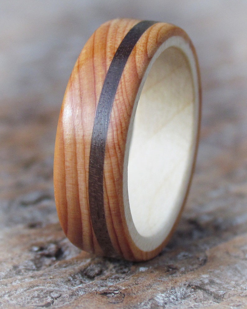 Wooden Wedding Rings From Yew Sycamore and Walnut Etsy
