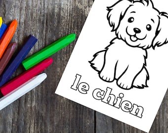 Kleurplaten Franse dierenwoordenschat (digitale download)