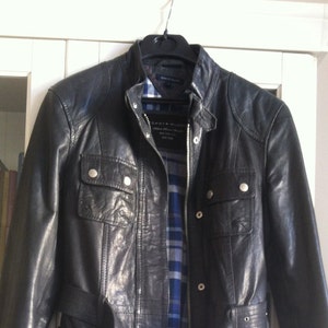 Gorgeous Tommy Hilfiger leather jacket, biker-style, size S fits M, anthracite, as good as new image 1