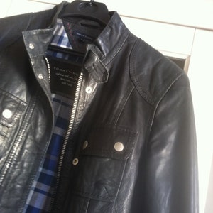 Gorgeous Tommy Hilfiger leather jacket, biker-style, size S fits M, anthracite, as good as new image 4