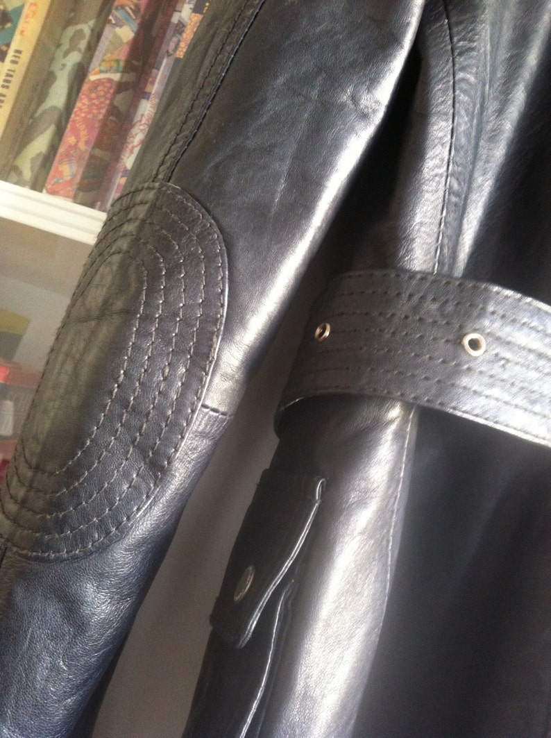 Gorgeous Tommy Hilfiger leather jacket, biker-style, size S fits M, anthracite, as good as new image 3