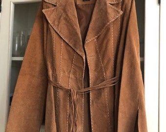 Boho Suede Coat Groovy S, M 1970s