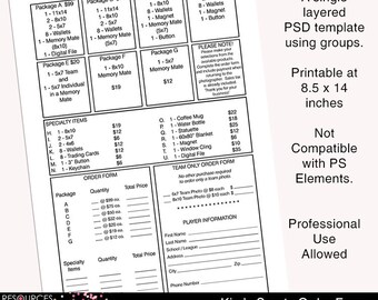 photography form etsy sports photography order form template