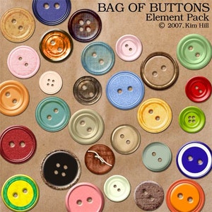 Puede incluir: Una colección de botones coloridos en varias formas y tamaños, incluyendo redondos, cuadrados y ovalados. Los botones están hechos de diferentes materiales, como plástico, metal y madera. Algunos botones tienen un solo agujero, mientras que otros tienen dos o cuatro agujeros. Los botones están dispuestos sobre un fondo marrón.