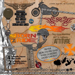 Motorcycle Scrapbook Kit - "born to Ride" Digital Scrapbook Motorcycles ...
