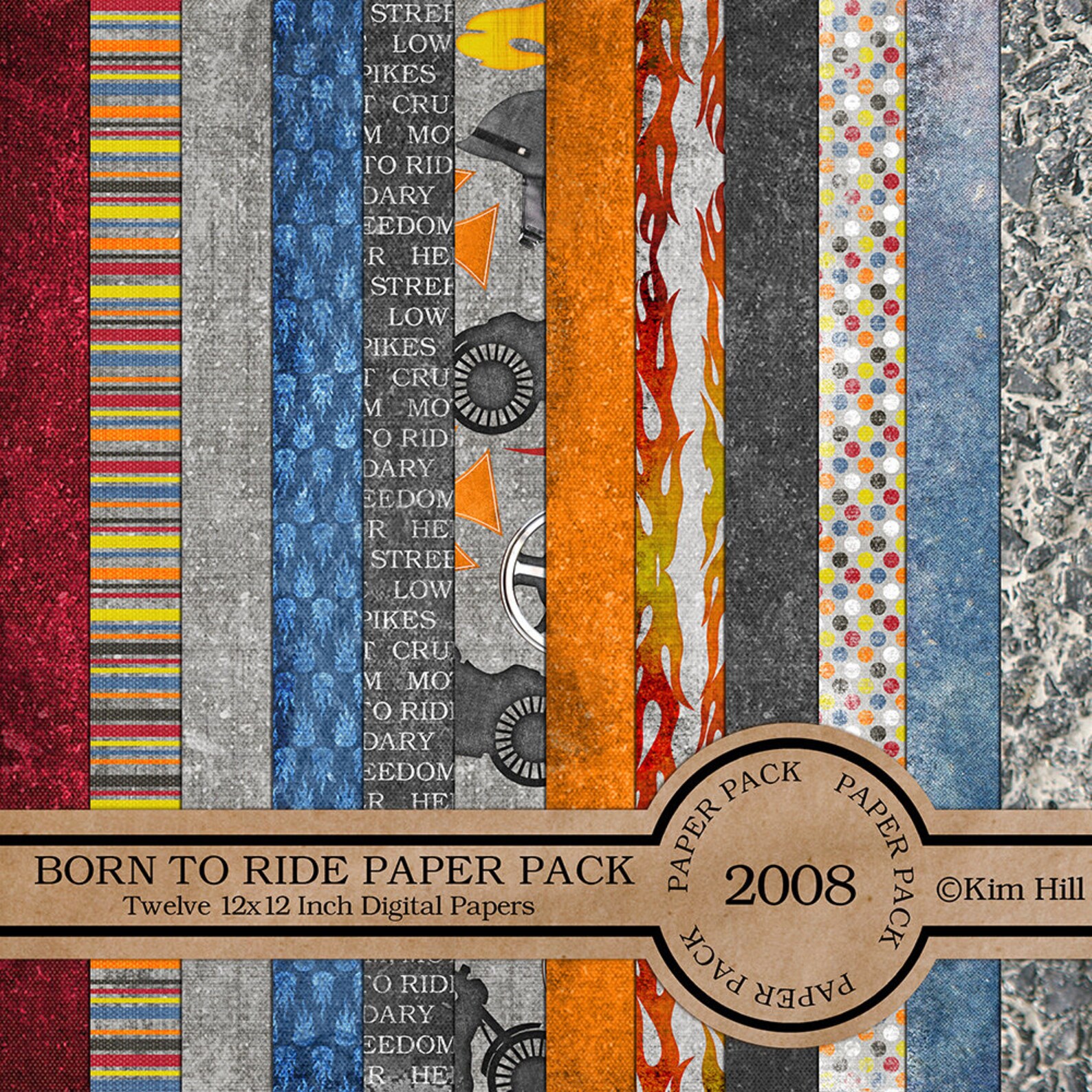 Motorcycle Scrapbook Kit born to Ride Digital Scrapbook Motorcycles or Dirt Bikes With Grungy