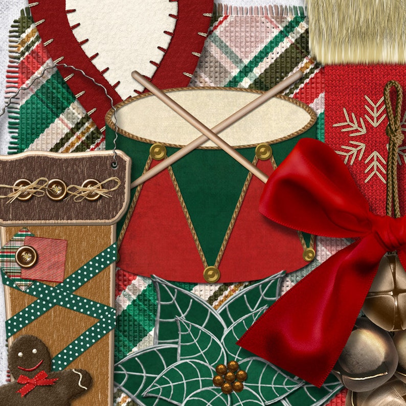 Christmas Digital Scrapbook Kit primitive Etsy