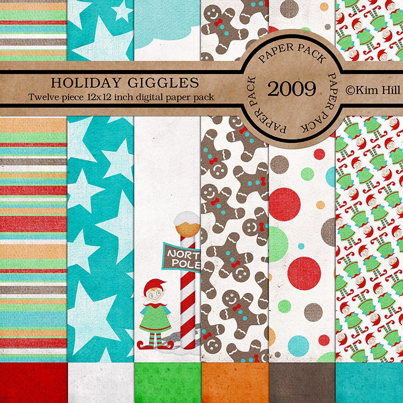 Christmas Digital Scrapbook Kit holiday Giggles Etsy