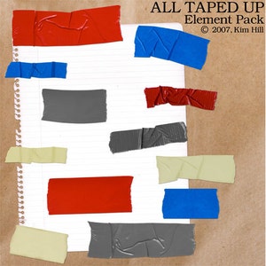 Pacote de elementos de álbum de recortes de fita - "All Taped Up", uma variedade de fita adesiva, fita adesiva e fita adesiva para aprimorar seu álbum de recortes digital