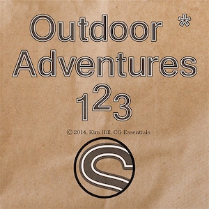 Digital Scrapbook Alphabet Set - &quot;Outdoor Adventures&quot; digital alphabet set of letters and numbers in brown with white trim for scrapbooks