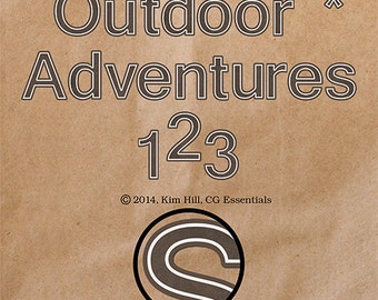 Digital Scrapbook Alphabet Set - "Outdoor Adventures" digital alphabet set of letters and numbers in brown with white trim for scrapbooks