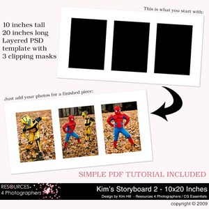Storyboard Template 2 - 10x20 Inches, layered photoshop template for professional photographers, digital instant download, PSD file