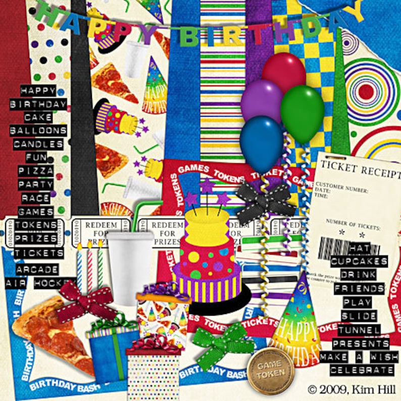 Birthday Digital Scrapbook Kit birthday Bash Etsy