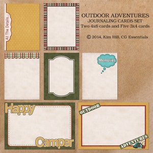 Digital Scrapbook Journal Cards - &quot;Outdoor Adventures&quot; life in pockets digital scrapbook journaling card set for pocket scrapbooking