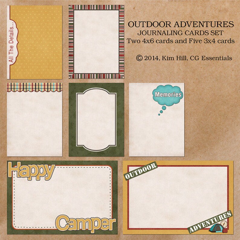 Digital Scrapbook Journal Cards outdoor Adventures Life in Pockets