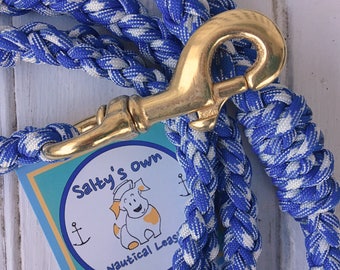 Blue and White Braided Paracord Leash