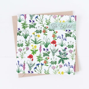 carte d'anniversaire de fleurs sauvages, carte d'anniversaire de fleurs, fleurs sauvages britanniques - Une belle carte pour un ami ou un membre de la famille qui aime les fleurs