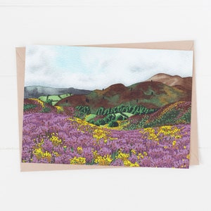 Tarjeta de cumpleaños con paisaje campestre, tarjeta de felicitación con paisaje, tarjetas de acuarela: una hermosa tarjeta para cualquier persona que ama el aire libre.