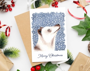 Winter fox Christmas card, Animal Christmas card, Holiday card - A beautiful painted Christmas card, perfect to send to a loved one