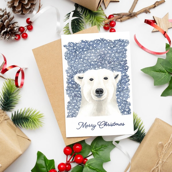 Polar Bear Christmas Card | Customise Online Plus Free Envelopes