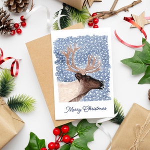 Winter Rentier Weihnachtskarte, Hirsch Tier Karte, festliche Karte - Eine fabelhafte Weihnachtskarte, die perfekt ist, um sie an einen geliebten Menschen zu senden