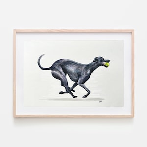 Black Whippet Mixed Media Dog Artwork - 10″ x 8″ Original unframed