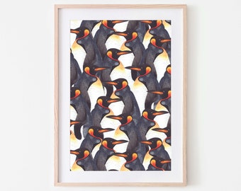 Pinguin Kunstdruck, Pinguin Wandbild, Aquarell Druck - Ein liebevoller Pinguin Druck, perfekt für jeden der Pinguine liebt