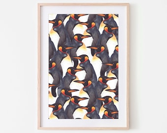 Pinguin Kunstdruck, Pinguin Wandbild, Aquarell Druck - Ein liebevoller Pinguin Druck, perfekt für jeden der Pinguine liebt