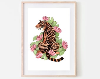 Tiger Kunstdruck, Tiger Poster, Raubkatze Wandkunst - Ein herrlicher Tigerdruck, der Farbe ins Zuhause bringt