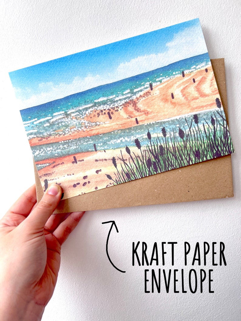 Beach birthday card, beach greetings card, coastal art A lovely seascape card perfect for a friend or family member image 4