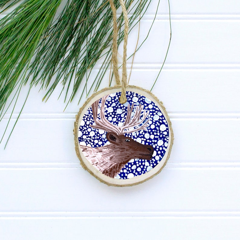 Reindeer decoration, wood slice ornament, Christmas tree decoration A fab reindeer decoration perfect for any Christmas tree image 1