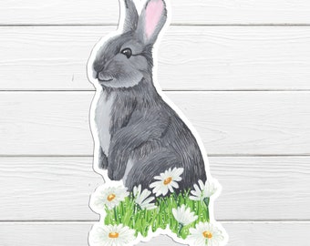 Bunny sticker, rabbit vinyl decal, woodland animal - A cute rabbit sticker perfect for any laptop or water bottle