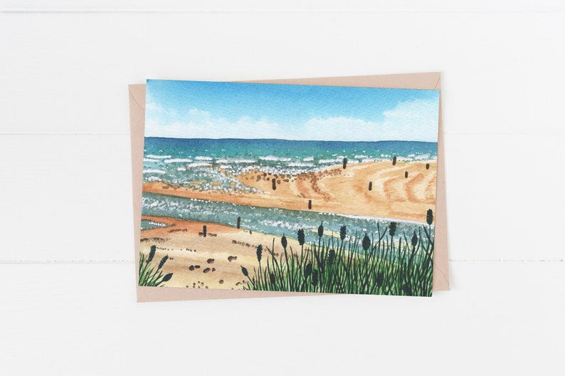 Beach birthday card, beach greetings card, coastal art A lovely seascape card perfect for a friend or family member image 1