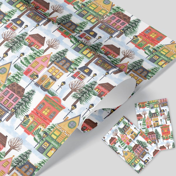 Christmas village wrapping paper, Christmas wrapping paper, House wrapping paper - A fabulous gift wrap to make those gifts extra special