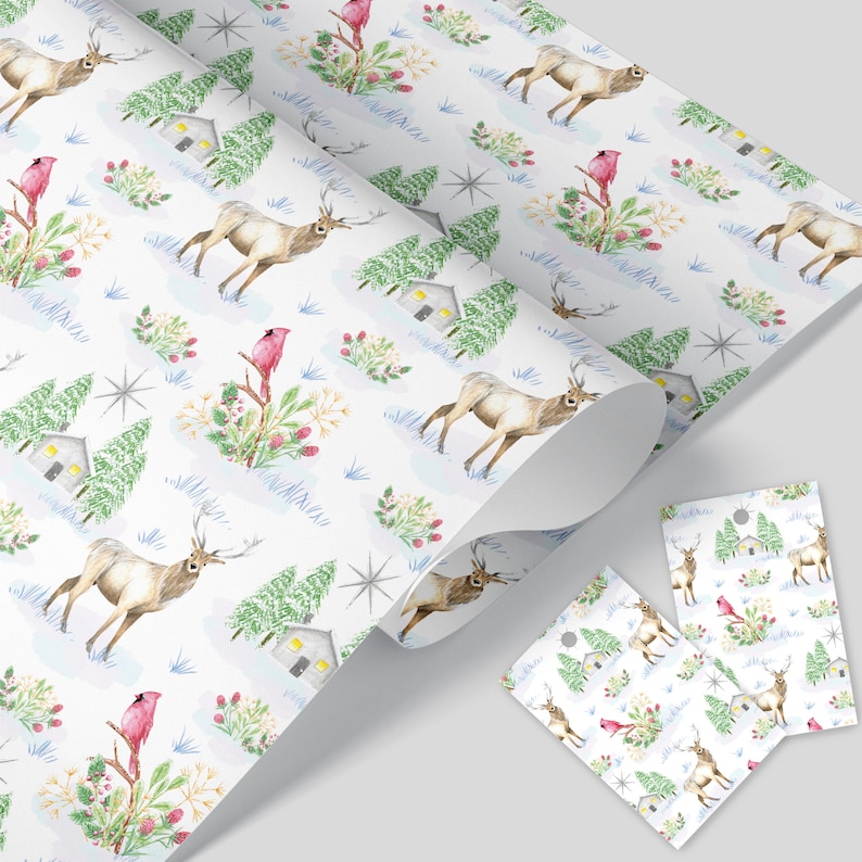 Winter wonderland wrapping paper, Christmas wrapping paper, Winter scene Lovely Christmas gift wrap to make those gifts extra special image 1