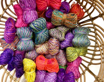 Mini yarn skeins for scrap crafts, Cotton DK yarn, Gifts for knitters, Special yarn gift.