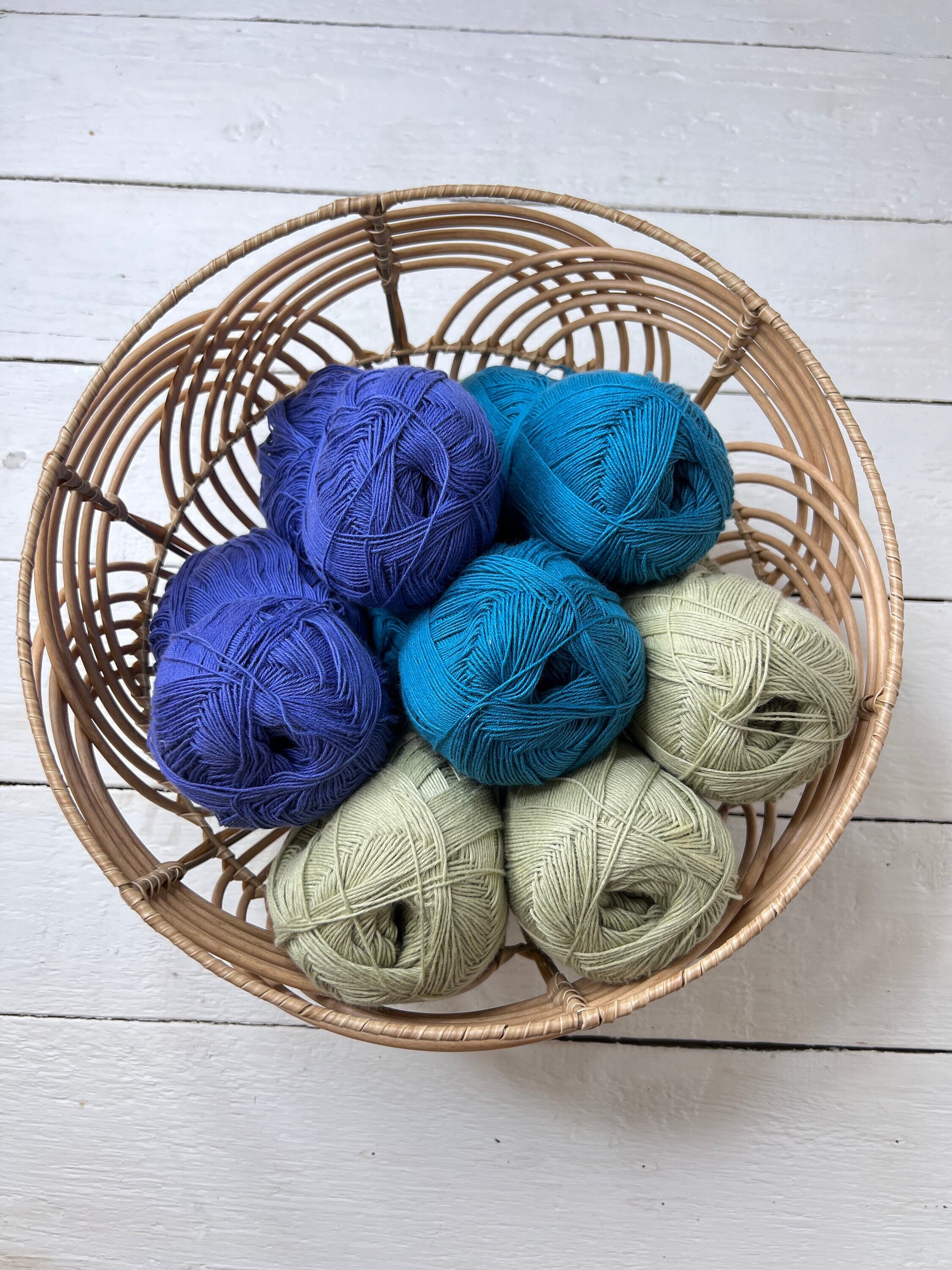 Multi Cotton Yarn Cakes in BLUE WINE, Sport DK Yarn for Crocheting