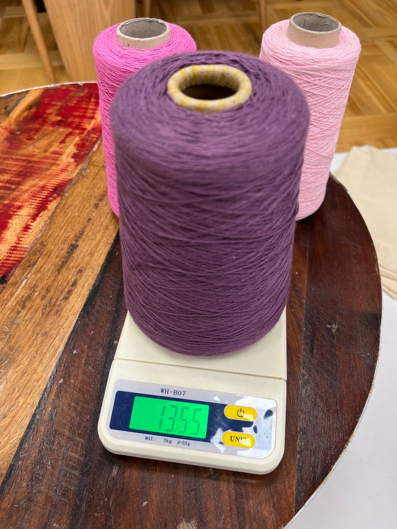 Pink Yarn on Cones, Pink Cotton Yarn, Lace Yarn, Cotton Thread for