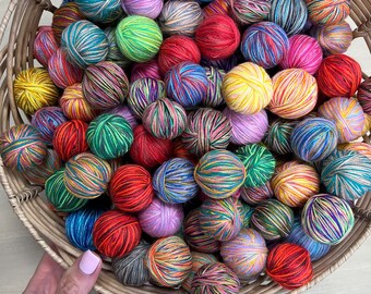 Custom color mini yarn balls, Yarn boxes, Cotton yarn for crocheting and hand-knitting, Multistrand melange yarn for colorful scrap projects
