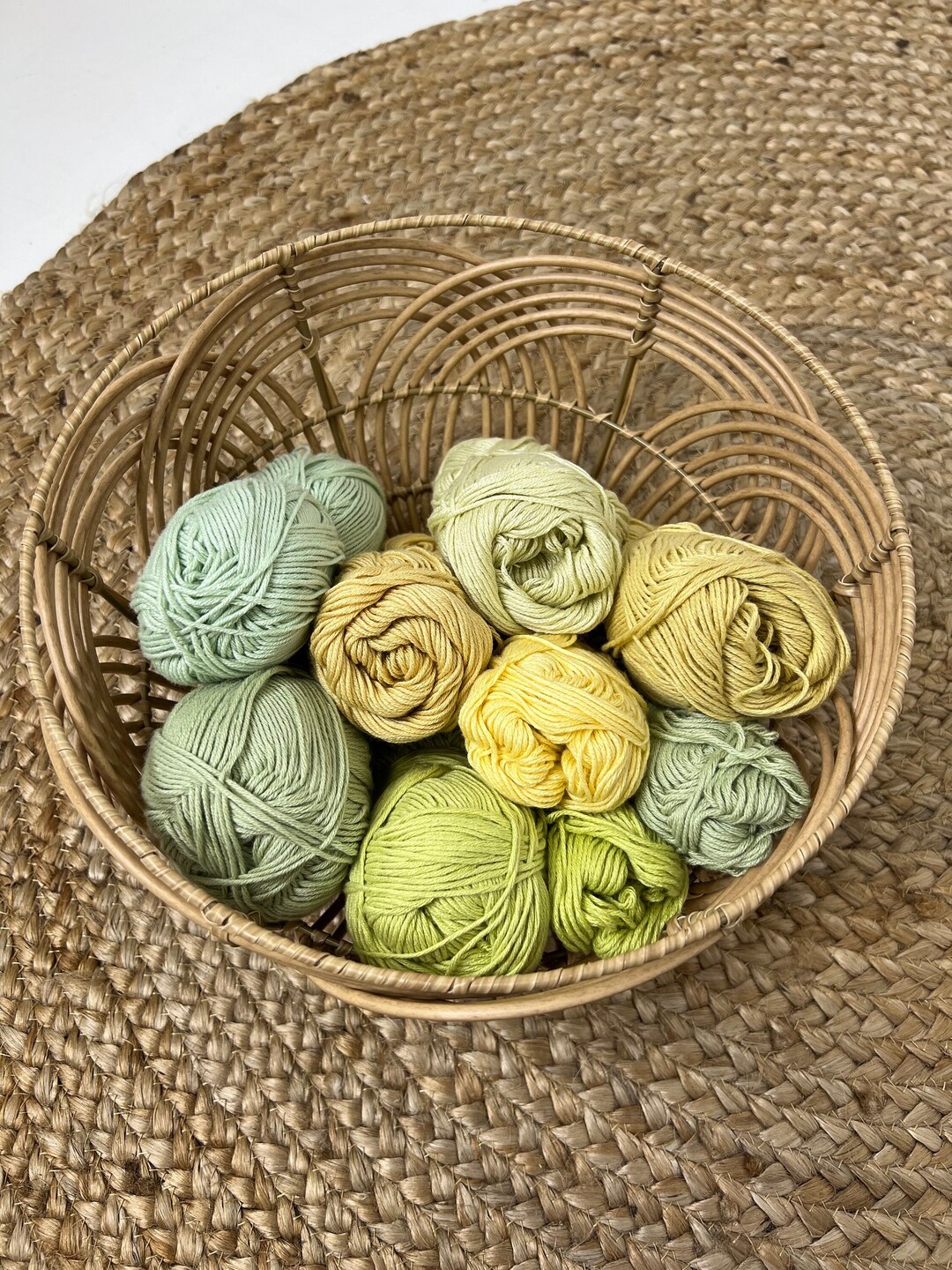 Assorted Cotton Yarn Skeins, DK Cotton Yarn, Light Green Blend Yarn