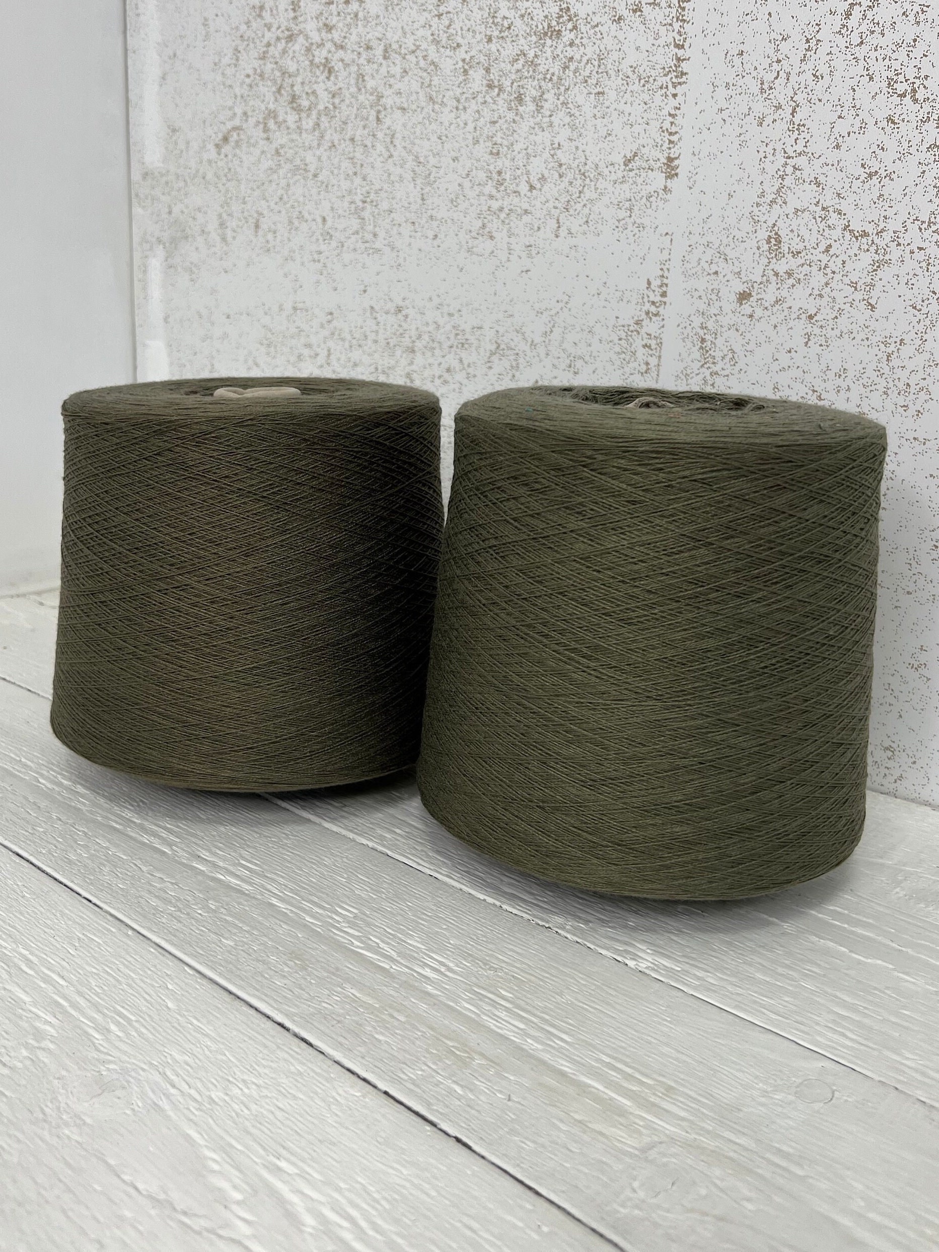 Khaki cotton yarn on cone, Khaki green yarn, Lace weight cotton thread for crafts, Sold as yarn cakes or yarn cones, Gift for knitter