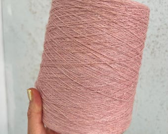 Pink linen thread, Natural linen yarn on cone, Thin lace weight.